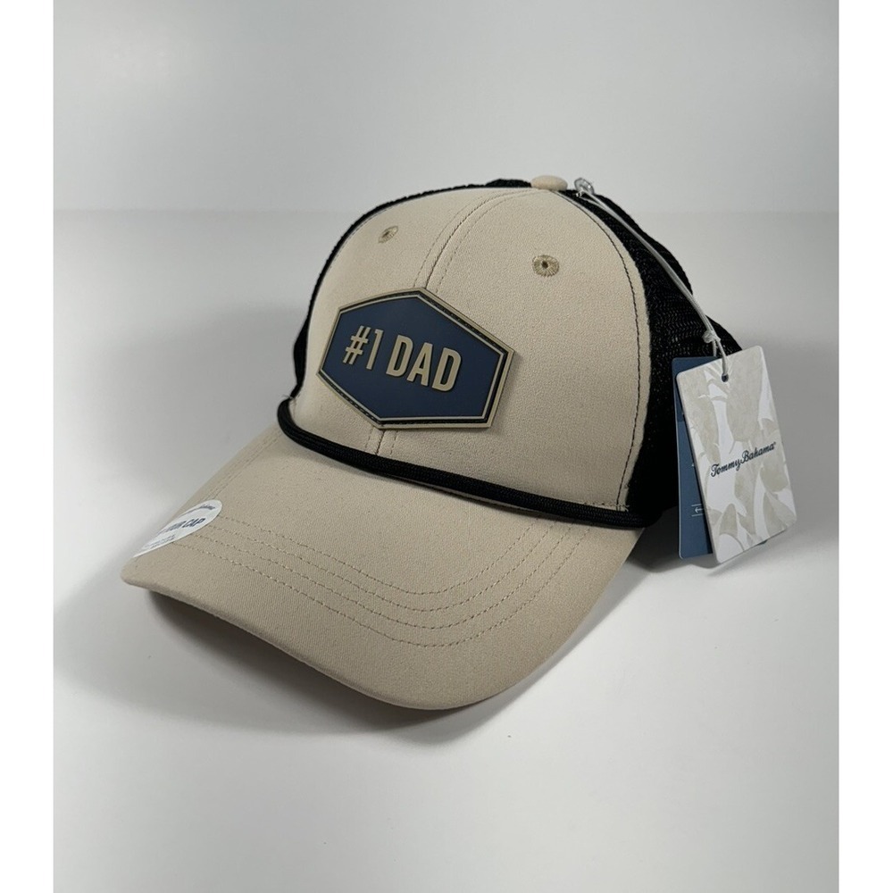TOMMY BAHAMA "Tip Your Cap" #1 DAD Rope‎ Trucker Hat Tan Black Men's *NEW*